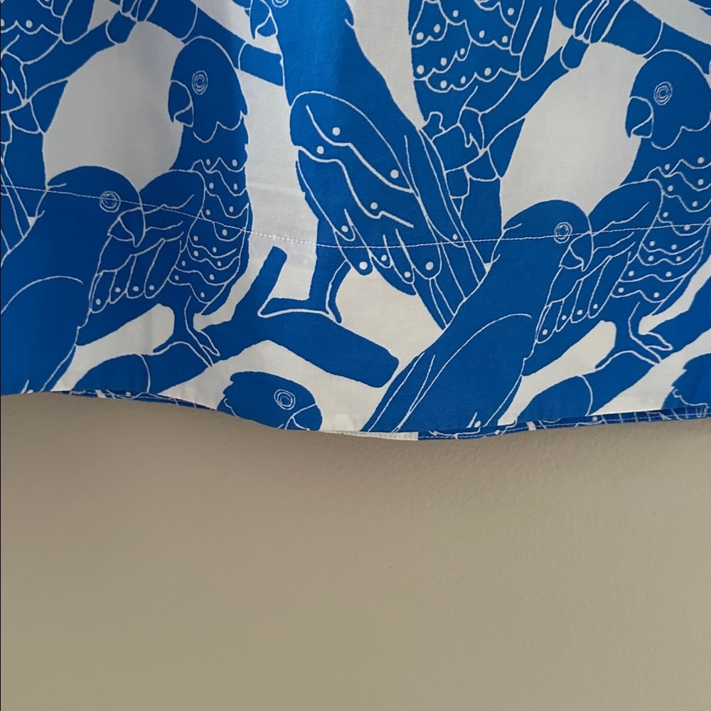 UNTUCKit Womens Jordan Sleeveless Shirt Dress Blue Parrot Print Sz Small Preppy - Picture 9 of 9
